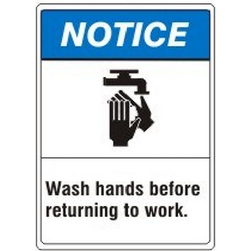 Safehouse Signs AN-3021 Aluminum, 7X10, Wash Hands Before Returning To Work. Washing Hand Picto Â– Notice Sign