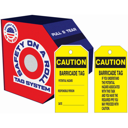 Safehouse Signs RT1-312 Caution Barricade Tag Potential Hazard Tag, Roll Tag, 100 Tags/Roll