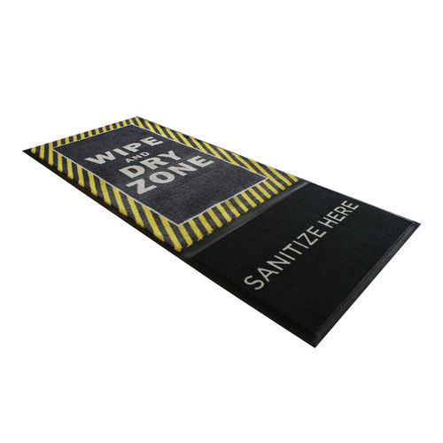 M+A Matting 8352037160 Step Well Sanitizing Mat, Wipe And Dry Zone, Yellow/Black, 3'X7'