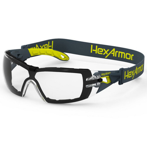 HexArmor 11-12002-05 MX200G Clear TruShield2SF, Cloth Strap, Dual Action Anti-Fog Safety Glasses