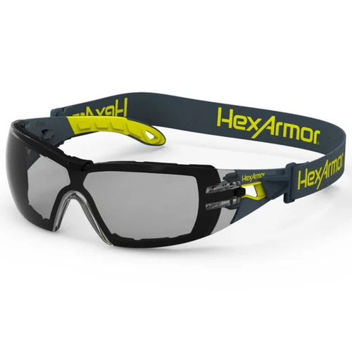 HexArmor 11-12003-04 MX200G Grey TruShieldS, Cloth Strap, Dual Action Anti-Fog, Scratch Resistant Safety Glasses
