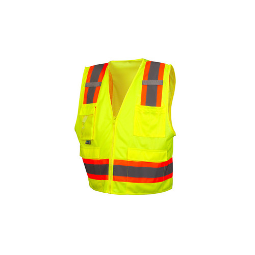 Pyramex Safety RVZ2410CP Type R Class 2 Surveyor Vest With Clear Pocket, Lime