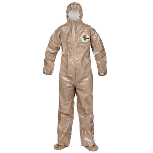 Lakeland C4T165T ChemMax 4 Plus Tan Coverall - Respirator Fit Hood/Boots/Boot Flaps