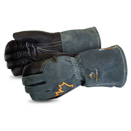 Superior Glove 398KGLBG Endura Glove, Deluxe Welder, Black Cowgrain, Split Back, Blended Kevlar Lined,  Foam Back