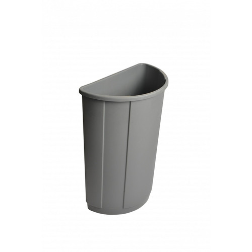 Janico 1123GY Grey Half Round Garbage Can with 23 Gallon Capacity