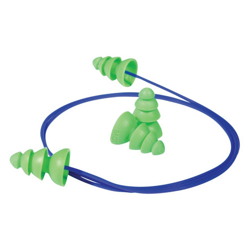 Moldex MLX6495 Comets Reusable Earplugs, TPE, Bright Green, Corded 50 Pair/Box