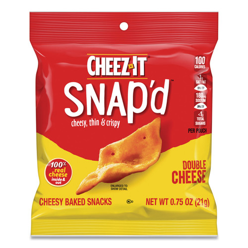 Cheez-It KEB11500 Snap'd Crackers Variety Pack, Cheddar Sour Cream and Onion; Double Cheese, 0.75 oz Bag, 42/Case