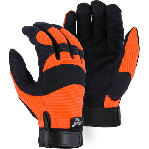 Majestic Glove 2137HO Armor Skin Mechanics Glove with Hi-Viz Knit Back
