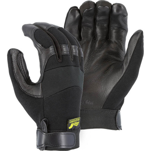 Majestic Glove 2151 Black Hawk Mechanics Glove with Deerskin Palm