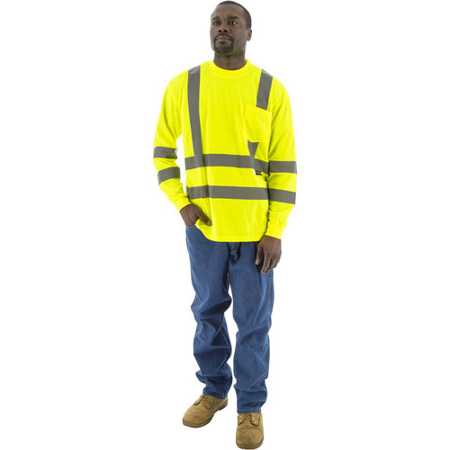 Majestic Glove 75-5355 Hi-Viz Long Sleeve Shirt, ANSI 3