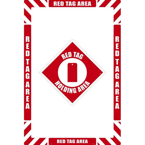 National Marker Company WFK10 36"X24" Textured Walk-On Red Tag Area Floor Marking Kit