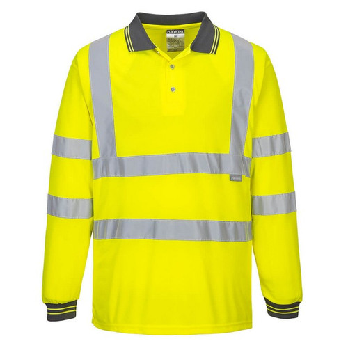 Portwest S277 Hi-Vis Polo Shirt  Long Sleeve Yellow