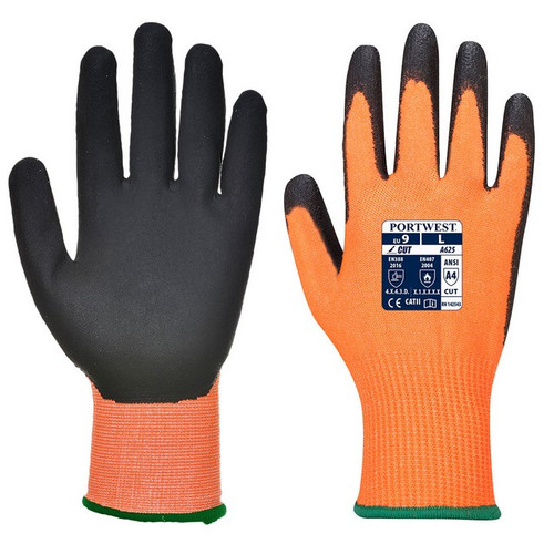 Portwest A625 Vis-Tex PU Cut Resistant Glove Orange/Black