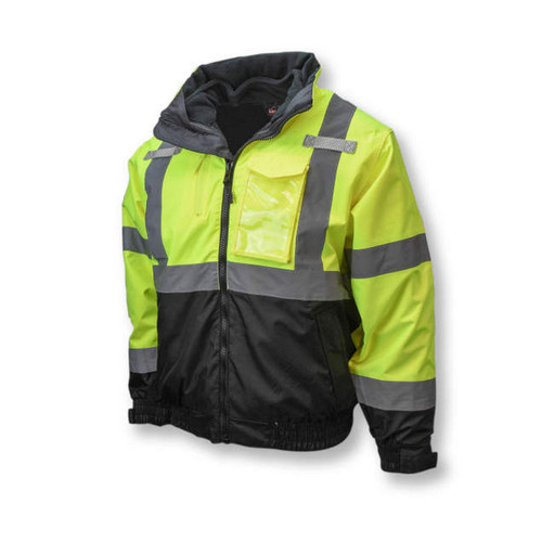 Radians SJ210B-3ZGS Three-in-One Deluxe High Visibility Bomber Jacket Hi-Viz Lime