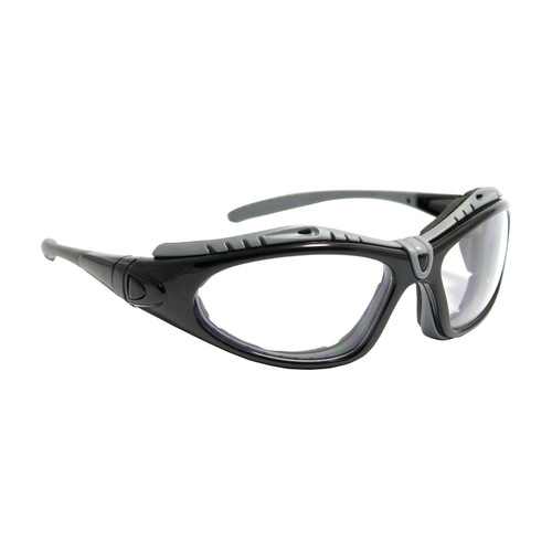 PIP 250-50-0420 Fuselage Full Frame Safety Glasses with Black Frame, Foam Padding, Clear Lens and Anti-Scratch / Anti-Fog Coating