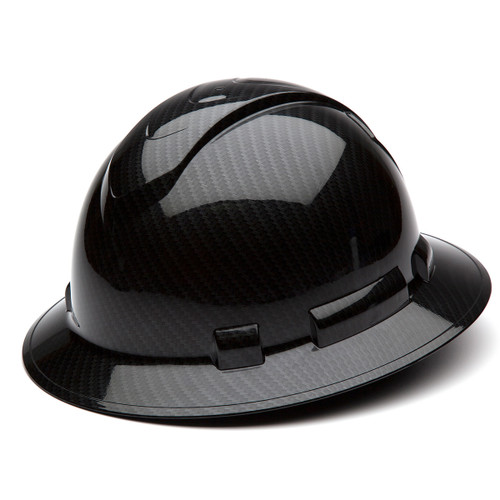 Pyramex Safety HP54117S Ridgeline Full Brim Hard Hat Shiny Black Graphite Full Brim 4 Pt Ratchet Suspension