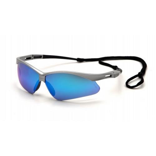 Pyramex Safety SS6365SP PMXTREME - Silver Frame/Ice Blue Mirror Lens with Black Cord Safety Glasses