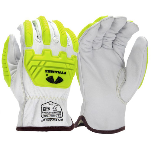 Pyramex GL3002CKB Goatskin ANSI A4 Cut Resistant Leather Driver Gloves - TPR Impact