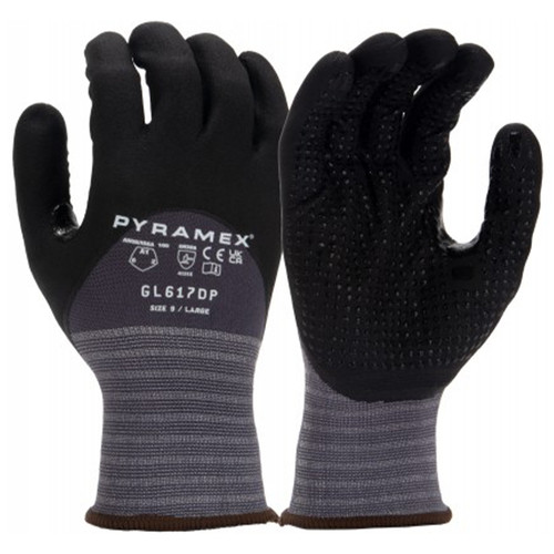 Pyramex Safety GL617DP Micro-Foam Nitrile 3/4 Dip Dot Gloves