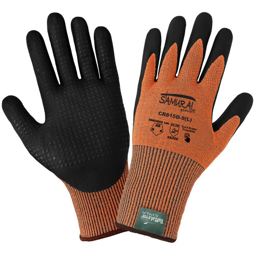 Global Glove CR815D Samurai Glove High-Visibility Cut Resistant Coated Touch Screen Gloves Made with 15-Gauge Tuffalene Platinum