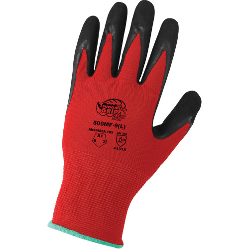 Global Glove 500MF-T-S Tsunami Grip MF Double-Dipped Mach Finish Nitrile Coated Gloves with Cut, Abrasion, and Puncture Resistance