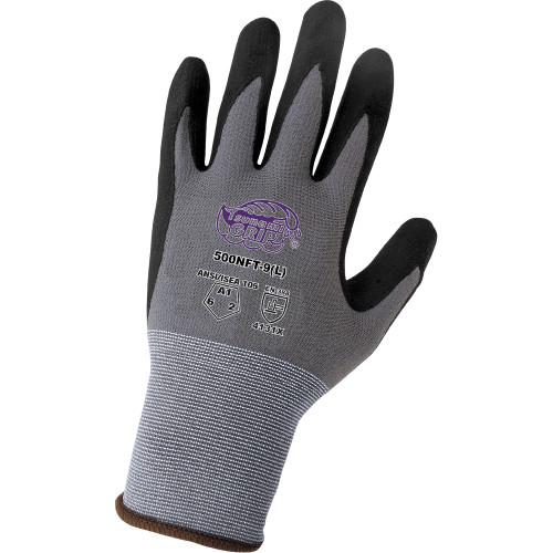 Global Glove 500NFT-T-S Tsunami Grip Lightweight Seamless New Foam Technology Palm Coated Gloves with Cut, Abrasion, and Puncture Resistance