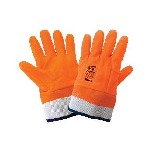 Global Glove 880-SC FrogWear Cold Protection High-Visibility Insulated Double-Coated PVC Waterproof Chemical Gloves with Cut, Abrasion, and Puncture Resistance