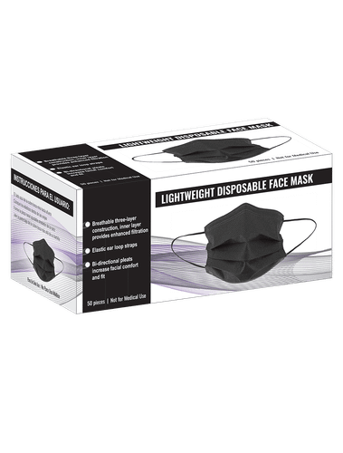 Global Glove NW-M2 FrogWear Lightweight, Black, Disposable, Polypropylene, FDA Food Contact Compliant Face Mask 50 Per Box 40 Boxes Per Case