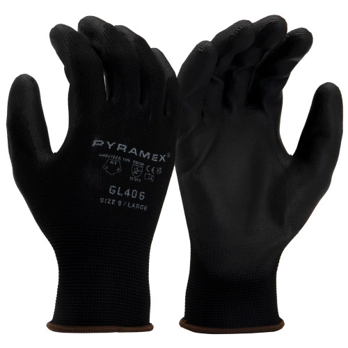 Pyramex Safety GL406 PU 13 Gauge ANSI A1 Polyester Gloves