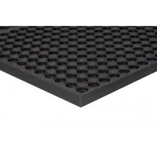Apache Mills 39378092030001000 Grease Resistant Black Kitchen Mat - 3x10