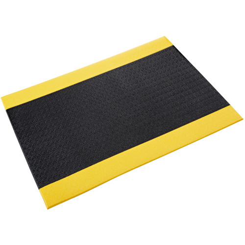 Crown Matting K4 0023YB Comfort-King 1/2 2'x3' Black w/Yellow Anti-Fatigue Matting