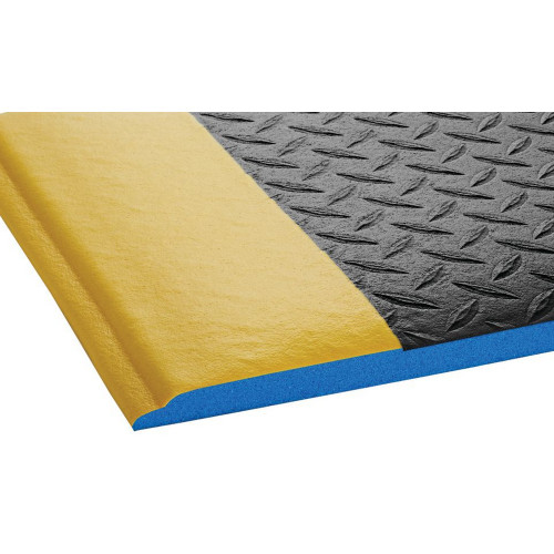 Crown Matting WBRZ024YD-75 Wear-Bond Comfort-King Diamond-Surface 2'x75' Black w/Yellow Anti-Fatigue Matting