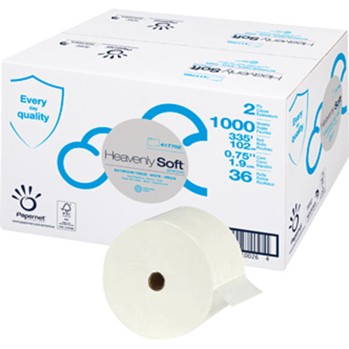 Sofidel 417702 Heavenly Soft Small Core Toilet Paper, 2-Ply, 1000 Sheets/Roll, 36/Case