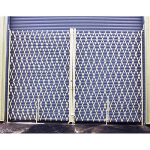 Illinois Engineered Products PFG1865-ANG Retractable Folding Gate, Double, 16' - 18' W, 6' 6" Collapsed Ht, 6' Expanded Ht