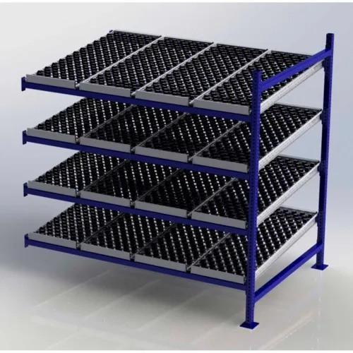 UNEX FC99SW72484-A Flow Cell Heavy Duty Gravity Rack w/ wheelbed Add-On, 4 Level, 72"W x 48"D x 72"H