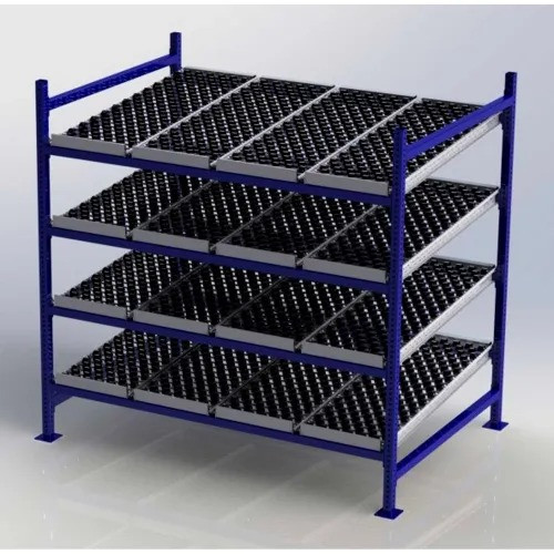 UNEX FC99SW72484-S Flow Cell Heavy Duty Gravity Rack w/ wheelbed Starter,4 Level, 72"W x 48"D x 72"H