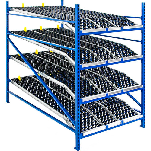 UNEX RR99K2W8X6-S Gravity Rack Knuckled Span-Track Wheel bed Starter 96"W x 72"D x 84"H W/4 Levels