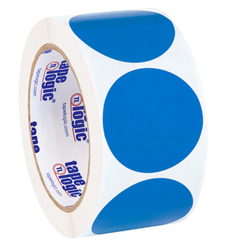 Box Partners DL613C 2" Light Blue Inventory Circle Labels, 500/Roll