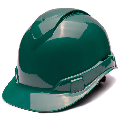 Pyramex Safety HP44135V Ridgeline Hard Hat - Green Vented Cap Style 4 Pt Ratchet Suspension