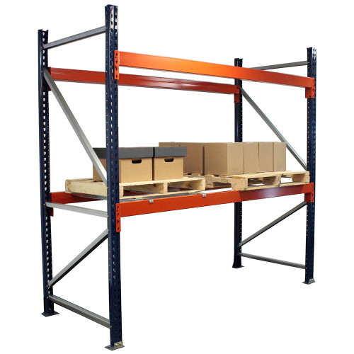 Interlake Mecalux 3141444840E96S Blue Bolted Pallet Rack Tear Drop Starter, 96"W x 48"D x 144"H