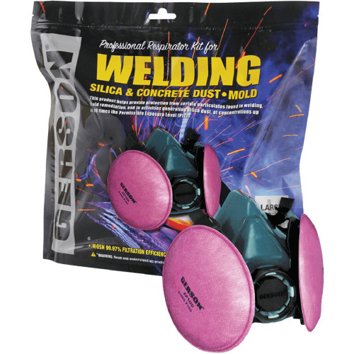 Gerson 089265-KIT  INDUSTRIAL KIT - Welding / Silica / Mold - Half Mask Face Piece Professional Silicone w/1 pr. XP100 - MED