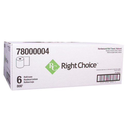 Right Choice 78000005 White Hardwound Roll Towel 7.875 X 700' 1-ply 6/Case