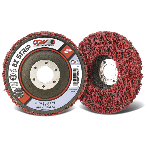 CGW 59205 4-1/2" X 5/8"-11 Type 27 Red Aluminum Oxide EZ Strip Wheel