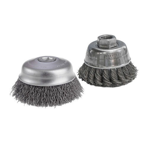 CGW 60542 6" X 5/8"-11 Arbor .020" Wire 1-3/4" Trim Stainless Steel Knot Fast Cut Wire Cup Brush