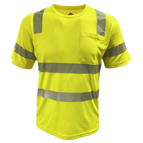 PIP 104CMPS ANSI Type R Class 3 EcoChill Short Sleeve T-Shirt with UPF 50+ Sun Protection, Hi-Vis Yellow