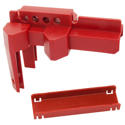 Master Lock 470-S3081 Adjustable Ball Valve Lockout, Clamp On, For Quarter Turn Handle, Max Number of Padlocks: 4, Red