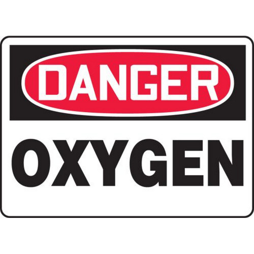 Accuform NMC MCHL170VP OSHA Danger Safety Sign: Oxygen 10"X14" Plastic Sign
