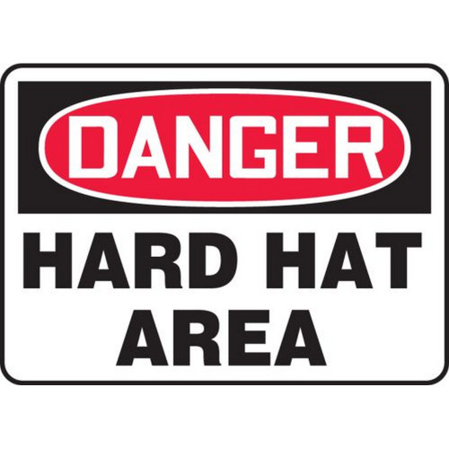 Accuform NMC MPPA005VS OSHA Danger Safety Sign: Hard Hat Area 10"X14" Adhesive Vinyl Sign