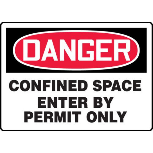 Accuform NMC MCSP134VS OSHA Danger Safety Sign: Confined Space - Enter By Permit Only 10"X14" Adhesive Vinyl Sign