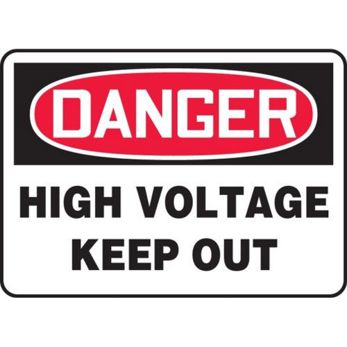Accuform NMC MELC128XP OSHA Danger Safety Sign: High Voltage - Keep Out 10"X14" Accu-Shield Sign